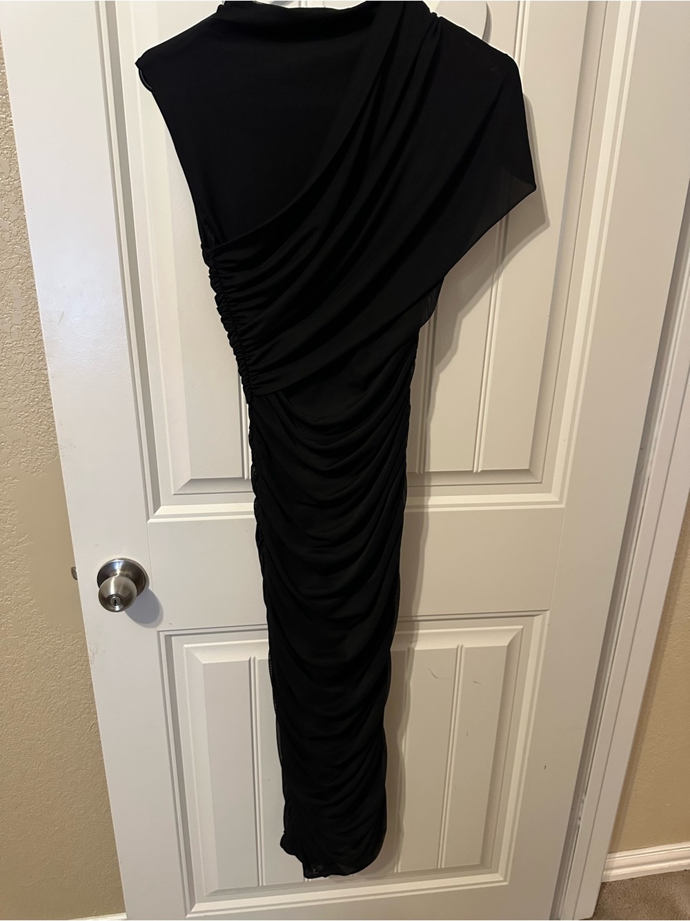 Fashion Nova Black Asymmetrical Draped Maxi Dress